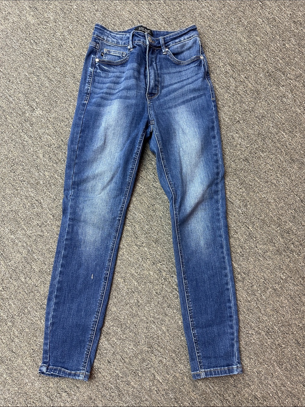 Judy Blue Dark Blue Skinny Jeans with Faded Whisker Detail